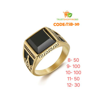 Retro 316L High Quality Black Stone Finger Ring (CODE:TSB-30)