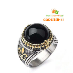 Turkish Handmade Black Stone Finger Ring For Men (Code:TSB-41)