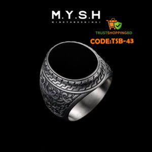JP Italian Black Stone Finger Ring (CODE:TSB-43)