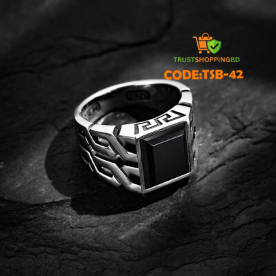 JP Italian Black Stone Finger Ring (CODE:TSB-42)