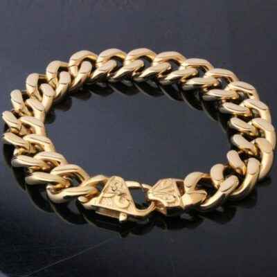 316L Stainless Steel Mens Bracelet Golden