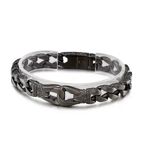 Fashion Black Plated Thick Chain Bracelet for Men